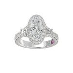 21K PLATINUM LADIES RING 3 1/4CT ROUND/OVAL/TRAPEZOID/BAGUETTE DIAMOND (CENTER STONE OVAL DIAMOND 2CT)