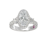 21K PLATINUM LADIES RING 3 1/4CT ROUND/OVAL/TRAPEZOID/BAGUETTE DIAMOND (CENTER STONE OVAL DIAMOND 2CT)