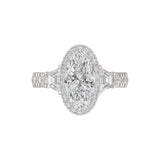 21K PLATINUM LADIES RING 3 1/4CT ROUND/OVAL/TRAPEZOID/BAGUETTE DIAMOND (CENTER STONE OVAL DIAMOND 2CT)
