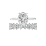 LADIES BRIDAL SET 4 1/2CT ROUND/OVAL DIAMOND 14K WHITE GOLD (CENTER STONE OVAL DIAMOND 3.00CT)