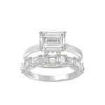 LADIES BRIDAL SET 3 1/2CT ROUND/EMERALD DIAMOND 14K WHITE GOLD (CENTER STONE EMERALD DIAMOND 2.00CT)