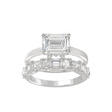 LADIES BRIDAL SET 3 1/2CT ROUND/EMERALD DIAMOND 14K WHITE GOLD (CENTER STONE EMERALD DIAMOND 2.00CT)