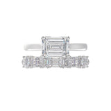 LADIES BRIDAL SET 3 1/2CT ROUND/EMERALD DIAMOND 14K WHITE GOLD (CENTER STONE EMERALD DIAMOND 2.00CT)