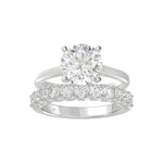 LADIES BRIDAL SET 4.00CT ROUND DIAMOND 14K WHITE GOLD (CENTER STONE ROUND DIAMOND 3.00CT)