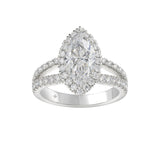 14K WHITE GOLD 3.00CT ROUND/MARQUISE DIAMOND LADIES RING (CENTER STONE MARQUISE DIAMOND 2CT)