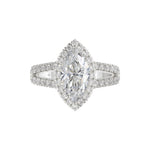 14K WHITE GOLD 3.00CT ROUND/MARQUISE DIAMOND LADIES RING (CENTER STONE MARQUISE DIAMOND 2CT)