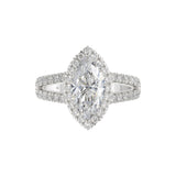 14K WHITE GOLD 3.00CT ROUND/MARQUISE DIAMOND LADIES RING (CENTER STONE MARQUISE DIAMOND 2CT)