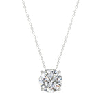 LADIES SOLITAIRE PENDANT WITH UNDER-PASS CHAIN 1 1/2CT ROUND DIAMOND 14K WHITE GOLD 