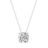 LADIES SOLITAIRE PENDANT WITH UNDER-PASS CHAIN 1 1/2CT ROUND DIAMOND 14K WHITE GOLD 