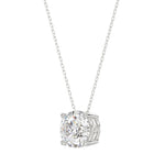 LADIES SOLITAIRE PENDANT WITH UNDER-PASS CHAIN 1 1/2CT ROUND DIAMOND 14K WHITE GOLD 