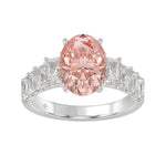 ETERNAL BLUSH COLLECTION 14K WHITE GOLD 4 3/4CT ROUND/RADIANT DIAMOND PINK OVAL  DIAMOND LADIES RING (CENTER STONE PINK OVAL DIAMOND 3.00CT)