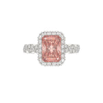 ETERNAL BLUSH COLLECTION 14K WHITE GOLD 4.00CT ROUND/ PINK RADIANT DIAMOND LADIES BRIDAL SET (CENTER STONE PINK RADIANT DIAMOND 3.00CT)