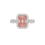 ETERNAL BLUSH COLLECTION 14K WHITE GOLD 4.00CT ROUND/ PINK RADIANT DIAMOND LADIES BRIDAL SET (CENTER STONE PINK RADIANT DIAMOND 3.00CT)