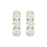 14K YELLOW GOLD 3.00CT ROUND DIAMOND HOOP EARRINGS