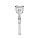14K WHITE GOLD 2 1/2CT ROUND/CUSHION DIAMOND LADIES RING (CENTER STONE CUSHION DIAMOND 2CT)