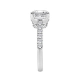 14K WHITE GOLD 2 1/2CT ROUND/CUSHION DIAMOND LADIES RING (CENTER STONE CUSHION DIAMOND 2CT)