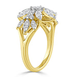 10K YELLOW GOLD 1 1/2CT ROUND/MARQUISE DIAMOND LADIES RING