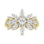10K YELLOW GOLD 1 1/2CT ROUND/MARQUISE DIAMOND LADIES RING
