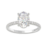 14K WHITE GOLD 2 1/5CT ROUND/OVAL DIAMOND LADIES RING (CENTER STONE OVAL DIAMOND 2CT)