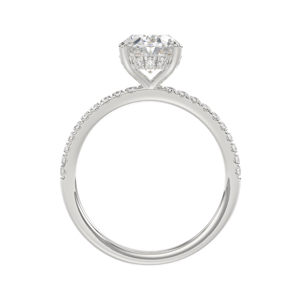 14K WHITE GOLD 2 1/5CT ROUND/OVAL DIAMOND LADIES RING (CENTER STONE OVAL DIAMOND 2CT)