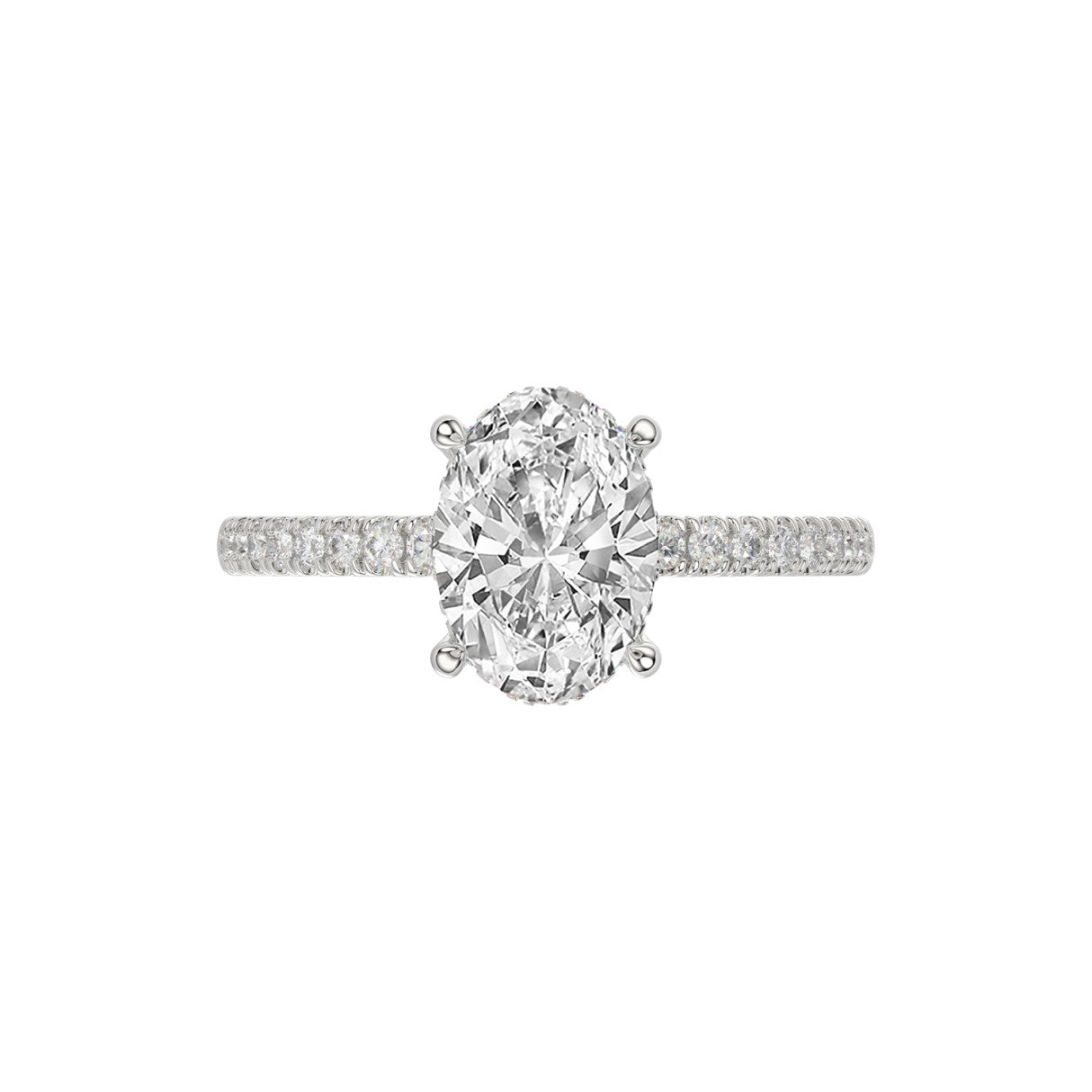 14K WHITE GOLD 2 1/5CT ROUND/OVAL DIAMOND LADIES RING (CENTER STONE OVAL DIAMOND 2CT)