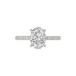 14K WHITE GOLD 2 1/5CT ROUND/OVAL DIAMOND LADIES RING (CENTER STONE OVAL DIAMOND 2CT)