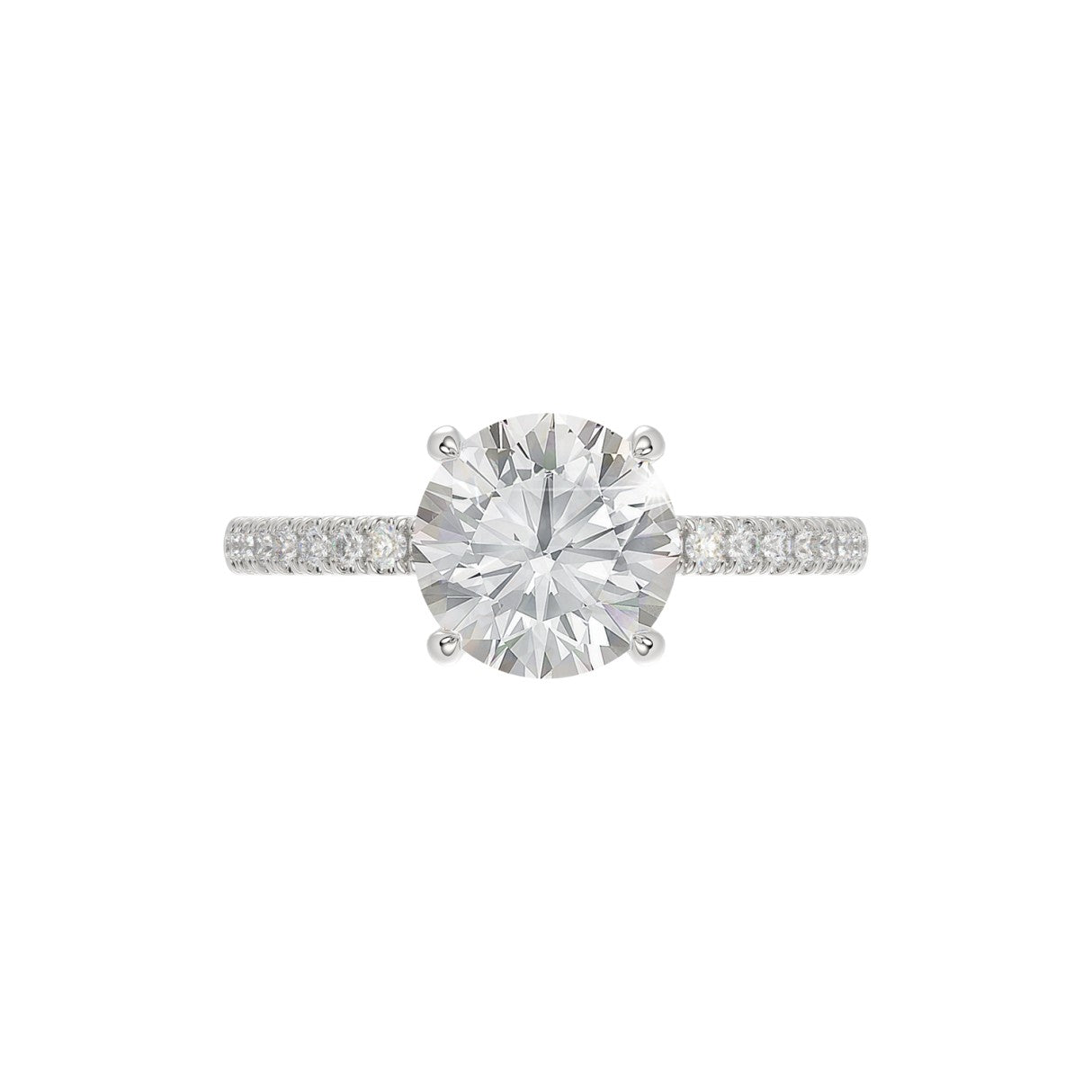 14K WHITE GOLD 2 1/4CT ROUND DIAMOND LADIES RING (CENTER STONE ROUND DIAMOND 2CT)
