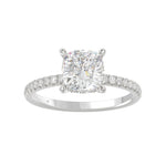 14K WHITE GOLD 2 1/4CT ROUND/CUSHION DIAMOND LADIES RING (CENTER STONE CUSHION DIAMOND 2CT)