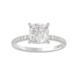 14K WHITE GOLD 2 1/4CT ROUND/CUSHION DIAMOND LADIES RING (CENTER STONE CUSHION DIAMOND 2CT)