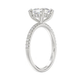 14K WHITE GOLD 2 1/4CT ROUND/CUSHION DIAMOND LADIES RING (CENTER STONE CUSHION DIAMOND 2CT)