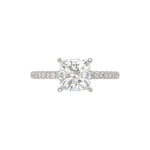 14K WHITE GOLD 2 1/4CT ROUND/CUSHION DIAMOND LADIES RING (CENTER STONE CUSHION DIAMOND 2CT)