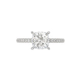 14K WHITE GOLD 2 1/4CT ROUND/CUSHION DIAMOND LADIES RING (CENTER STONE CUSHION DIAMOND 2CT)
