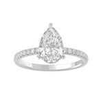 14K WHITE GOLD 2 3/4CT ROUND/PEAR DIAMOND LADIES RING (CENTER STONE PEAR DIAMOND 2CT)