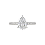 14K WHITE GOLD 2 3/4CT ROUND/PEAR DIAMOND LADIES RING (CENTER STONE PEAR DIAMOND 2CT)