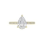 14K YELLOW GOLD 2 3/4CT ROUND/PEAR DIAMOND LADIES RING (CENTER STONE PEAR DIAMOND 2CT)