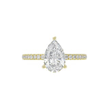 14K YELLOW GOLD 2 3/4CT ROUND/PEAR DIAMOND LADIES RING (CENTER STONE PEAR DIAMOND 2CT)
