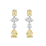 14K WHITE GOLD 3 1/2CT OVAL/PEAR DIAMOND LADIES EARRINGS (YELLOW PEAR DIAMOND 3/4CT/YELLOW OVAL DIAMOND 1/2CT)