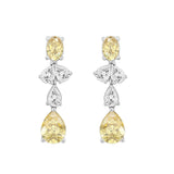 14K WHITE GOLD 3 1/2CT OVAL/PEAR DIAMOND LADIES EARRINGS (YELLOW PEAR DIAMOND 3/4CT/YELLOW OVAL DIAMOND 1/2CT)