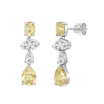 14K WHITE GOLD 3 1/2CT OVAL/PEAR DIAMOND LADIES EARRINGS (YELLOW PEAR DIAMOND 3/4CT/YELLOW OVAL DIAMOND 1/2CT)