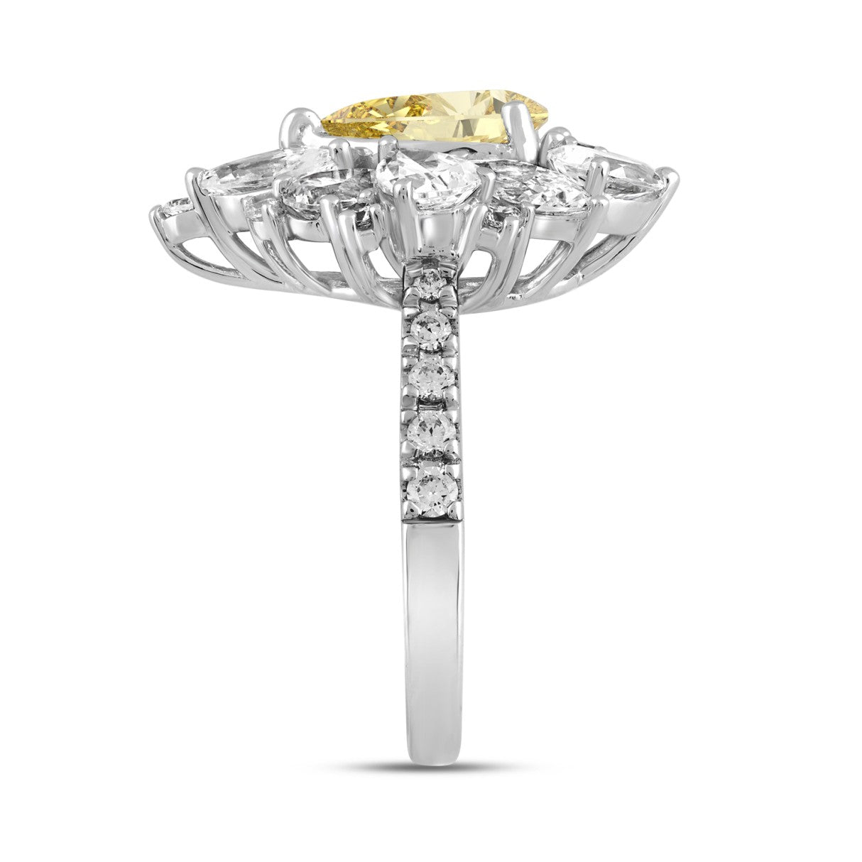 14K WHITE GOLD 4 1/2CT ROUND/PEAR/MARQUISE DIAMOND LADIES RING (CENTER STONE PEAR DIAMOND 2.00CT)