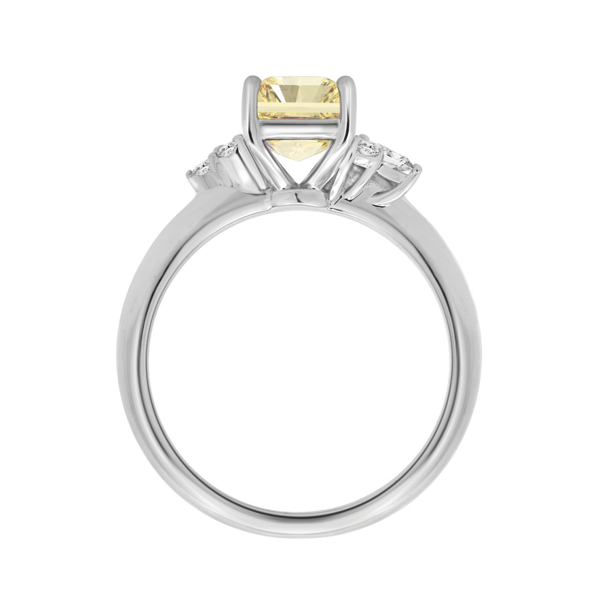14K WHITE GOLD 2 1/2CT ROUND/MARQUISE/PEAR/YELLOW RADIANT DIAMOND LADIES RING (CENTER STONE YELLOW RADIANT DIAMOND 2CT)