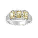 14K WHITE GOLD 1 3/4CT ROUND/RADIANT YELLOW DIAMOND LADIES RING