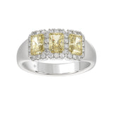14K WHITE GOLD 1 3/4CT ROUND/RADIANT YELLOW DIAMOND LADIES RING
