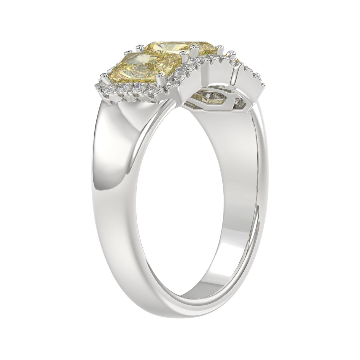 14K WHITE GOLD 1 3/4CT ROUND/RADIANT YELLOW DIAMOND LADIES RING