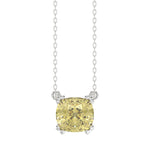14K WHITE GOLD 1.00CT CUSHION YELLOW DIAMOND LADIES PENDANT