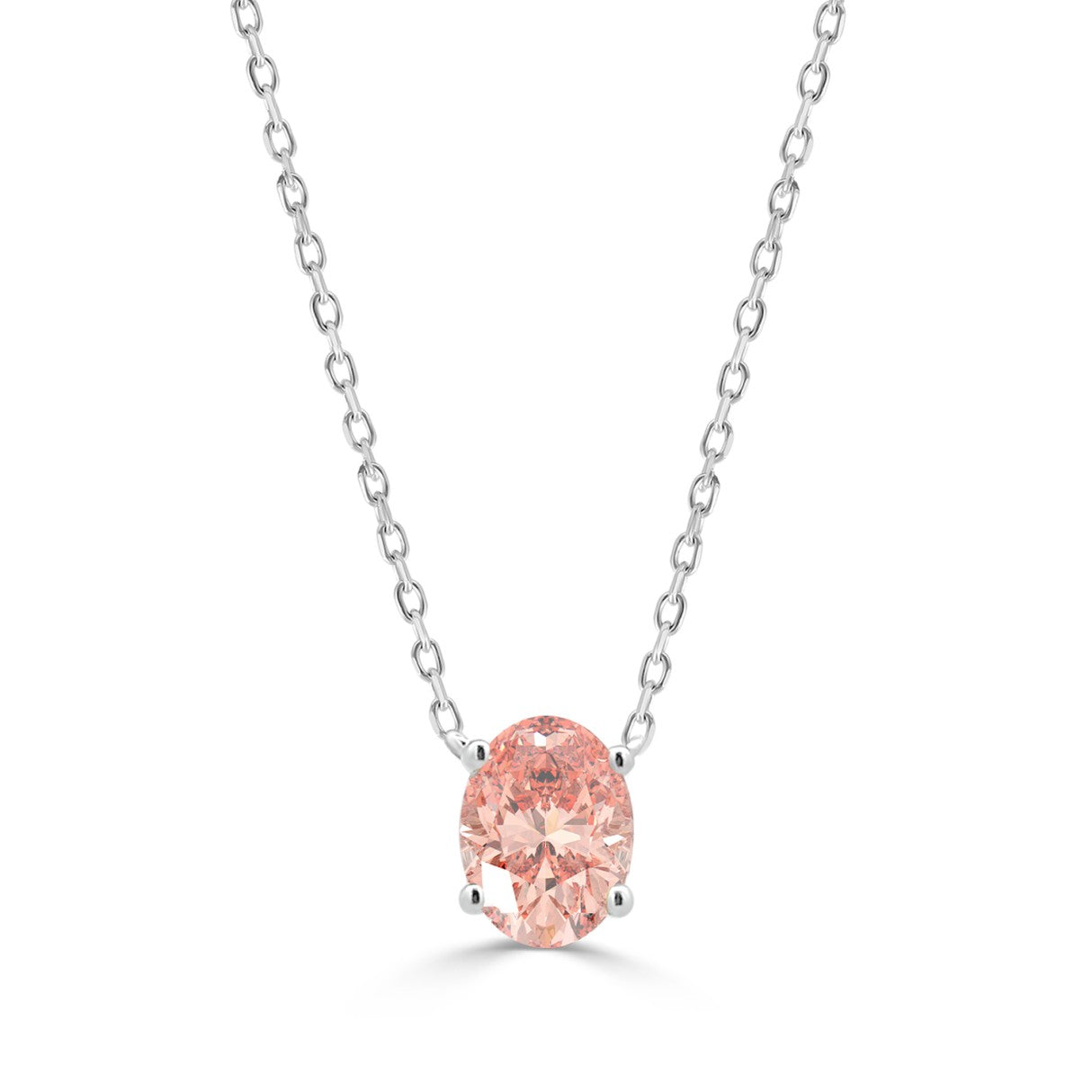 ETERNAL BLUSH COLLECTION 14K WHITE GOLD 1.00CT OVAL PINK DIAMOND LADIES PENDANT