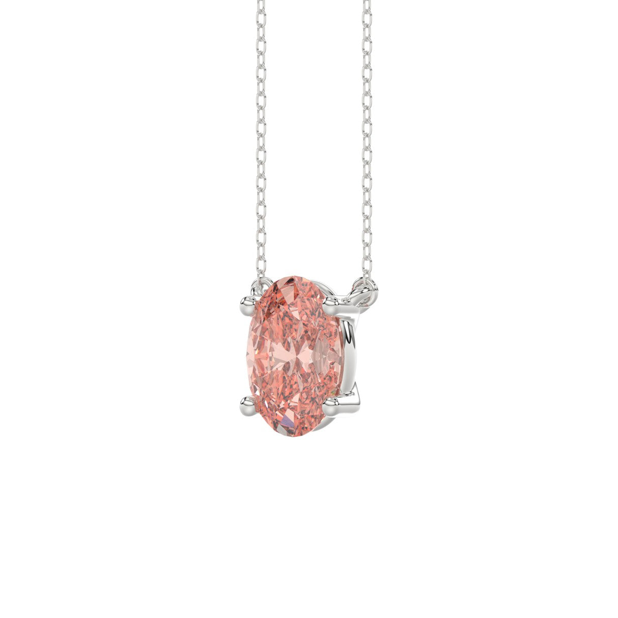 ETERNAL BLUSH COLLECTION 14K WHITE GOLD 1.00CT OVAL PINK DIAMOND LADIES PENDANT