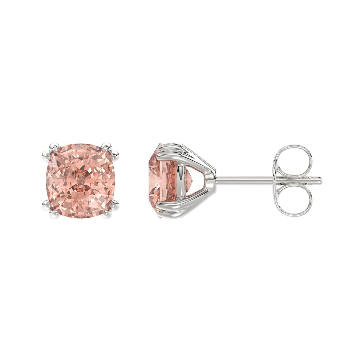 ETERNAL BLUSH COLLECTION 14K WHITE GOLD 2.00CT PINK CUSHION DIAMOND LADIES EARRINGS