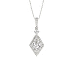 14K WHITE GOLD 1 1/4CT ROUND/KITE STEP CUT DIAMOND LADIES PENDANT