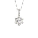 14K WHITE GOLD 1.00CT ROUND/BAGUETTE/HEZAGON STEP CUT DIAMOND LADIES PENDANT